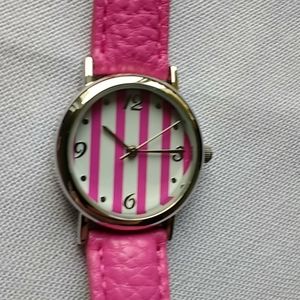 Bright Pink Striped Watch